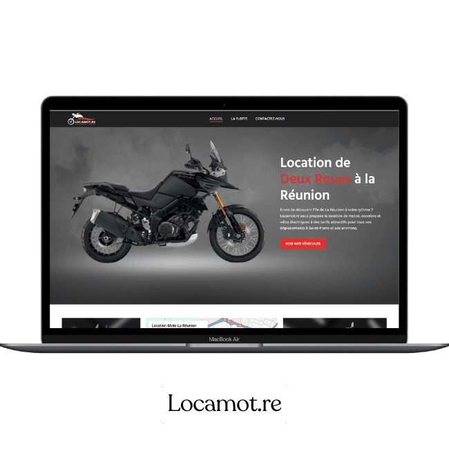 Réalisation de site web à la réunion du site locamot.re pour une entreprise de location de deux roues à saint pierre