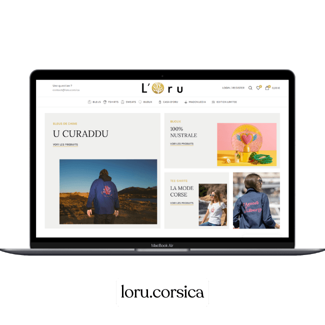 Réalisation de site web à la réunion du site Loru pour une entreprise de vente de vêtements