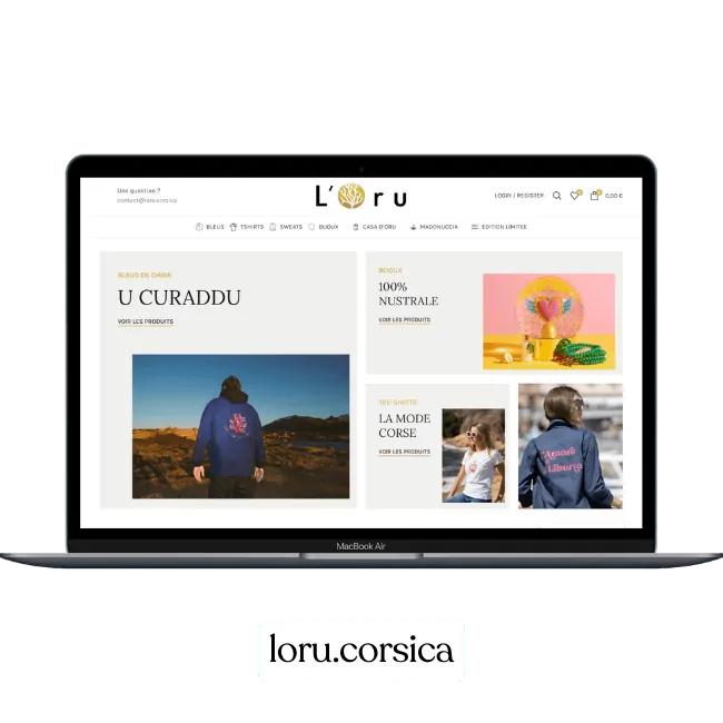 Réalisation de site web à la réunion du site Loru pour une entreprise de vente de vêtements