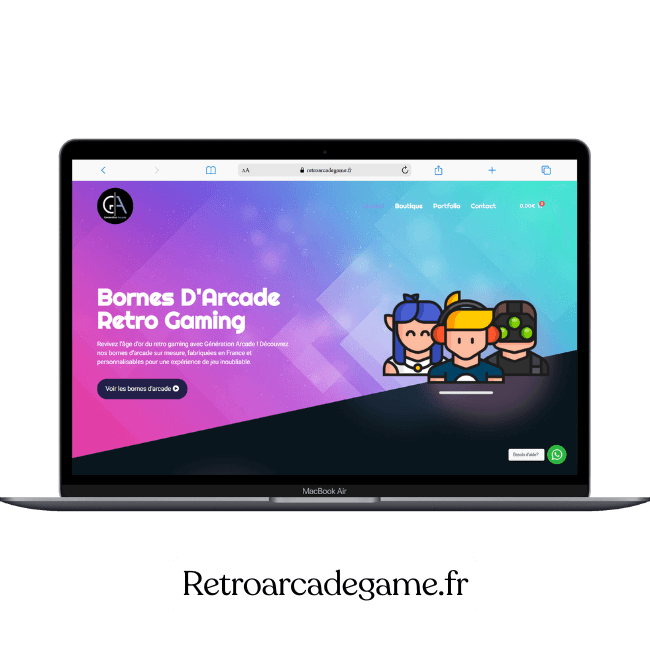Réalisation de site web à la réunion du site retroarcadegame.fr pour une entreprise vente de bornes d'arcade