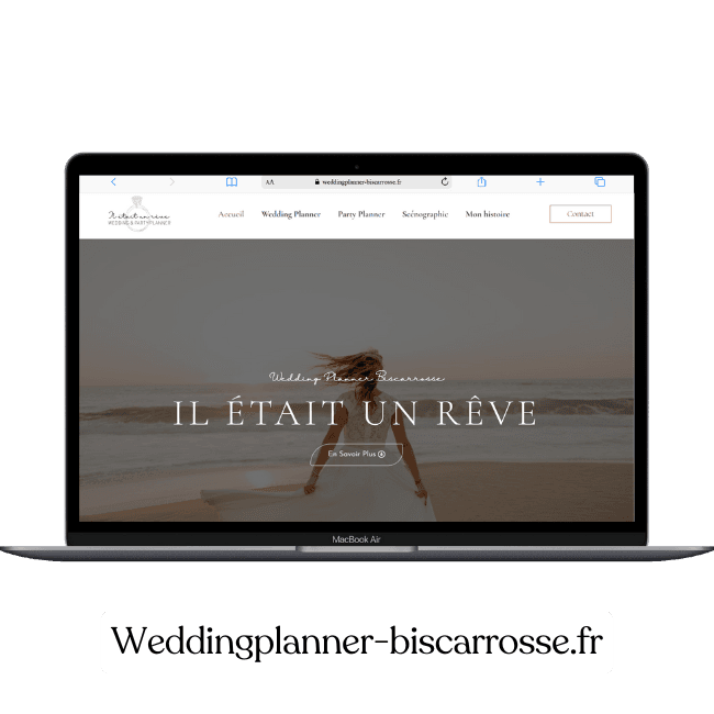 Réalisation de site web à la réunion du site weddingplanner-biscarrosse pour une entreprise de wedding planner