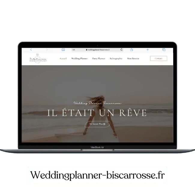 Réalisation de site web à la réunion du site weddingplanner-biscarrosse pour une entreprise de wedding planner
