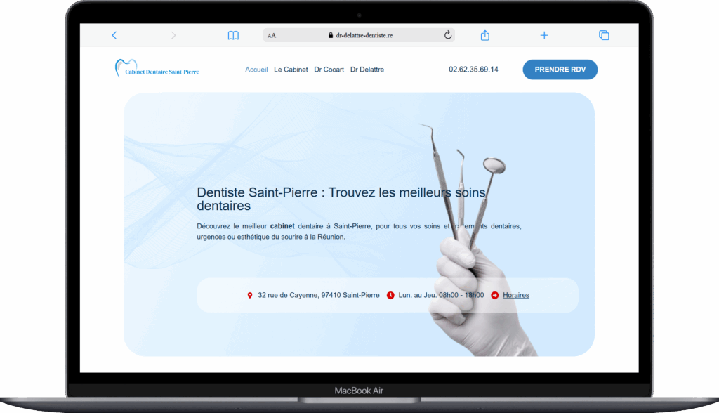 Création du site web dentiste saint pierre à la réunion