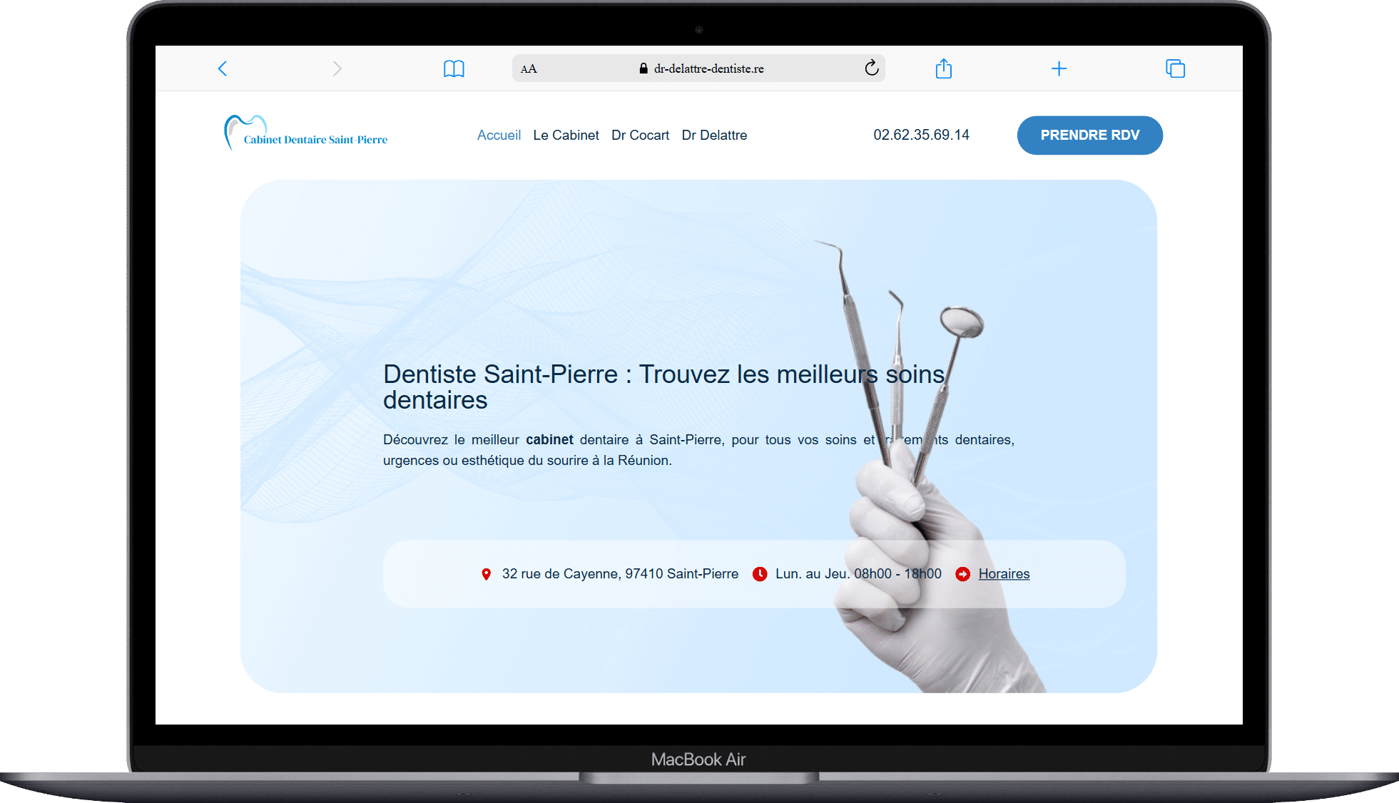 Création du site web dentiste saint pierre à la réunion