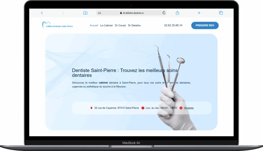Création du site web dentiste saint pierre à la réunion