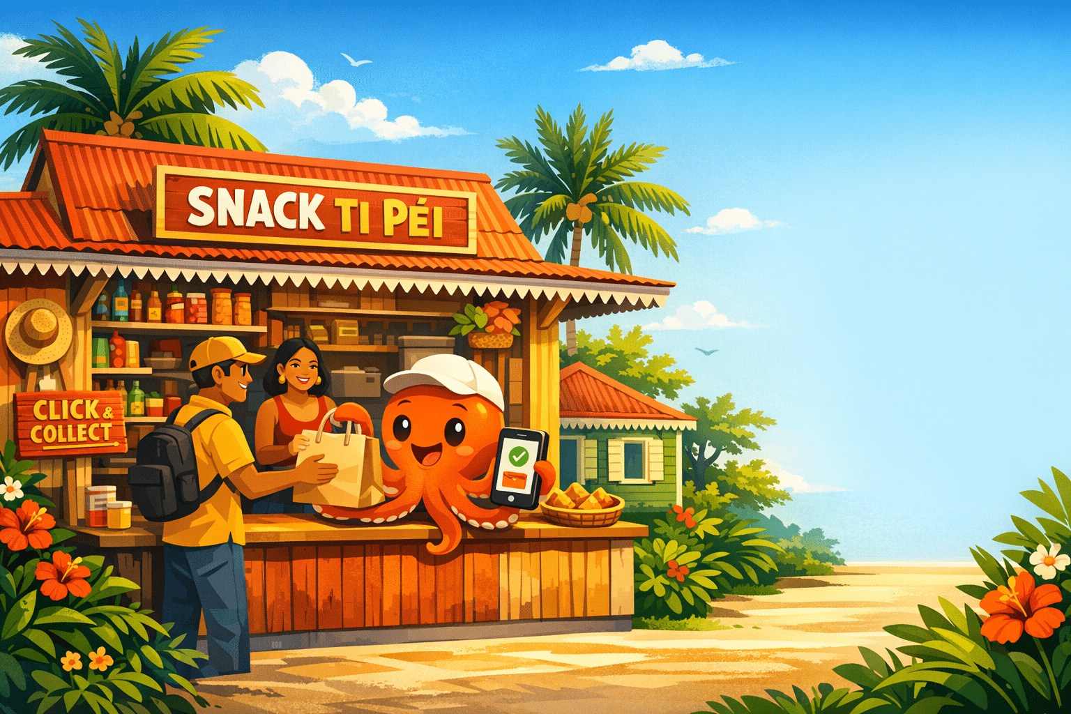 client récupérant une commande click and collect à La Réunion