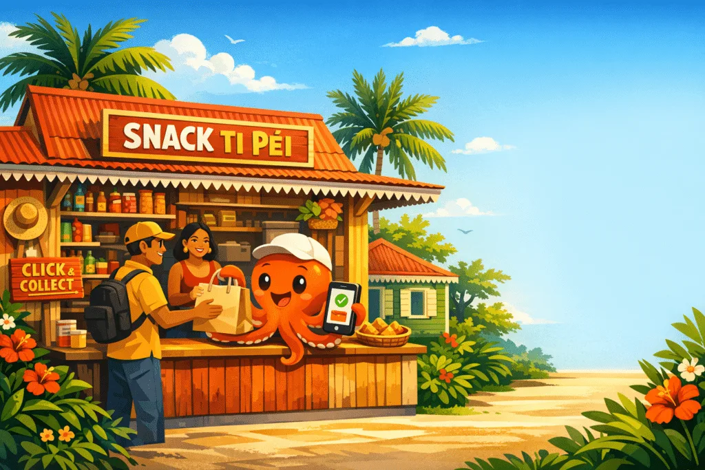 client récupérant une commande click and collect à La Réunion