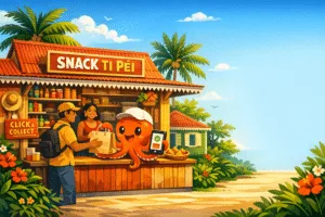 client récupérant une commande click and collect à La Réunion