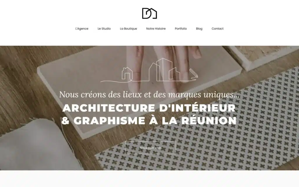 Page d'accueil du site Décogité (architecture d'intérieur, La Réunion), réalisé par VIZION