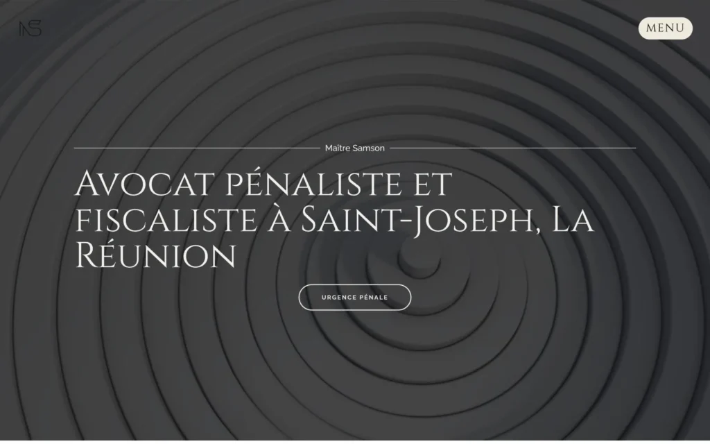 Page d'accueil du site Samson Avocat (avocat pénaliste et fiscaliste, Saint-Joseph), réalisé par VIZION